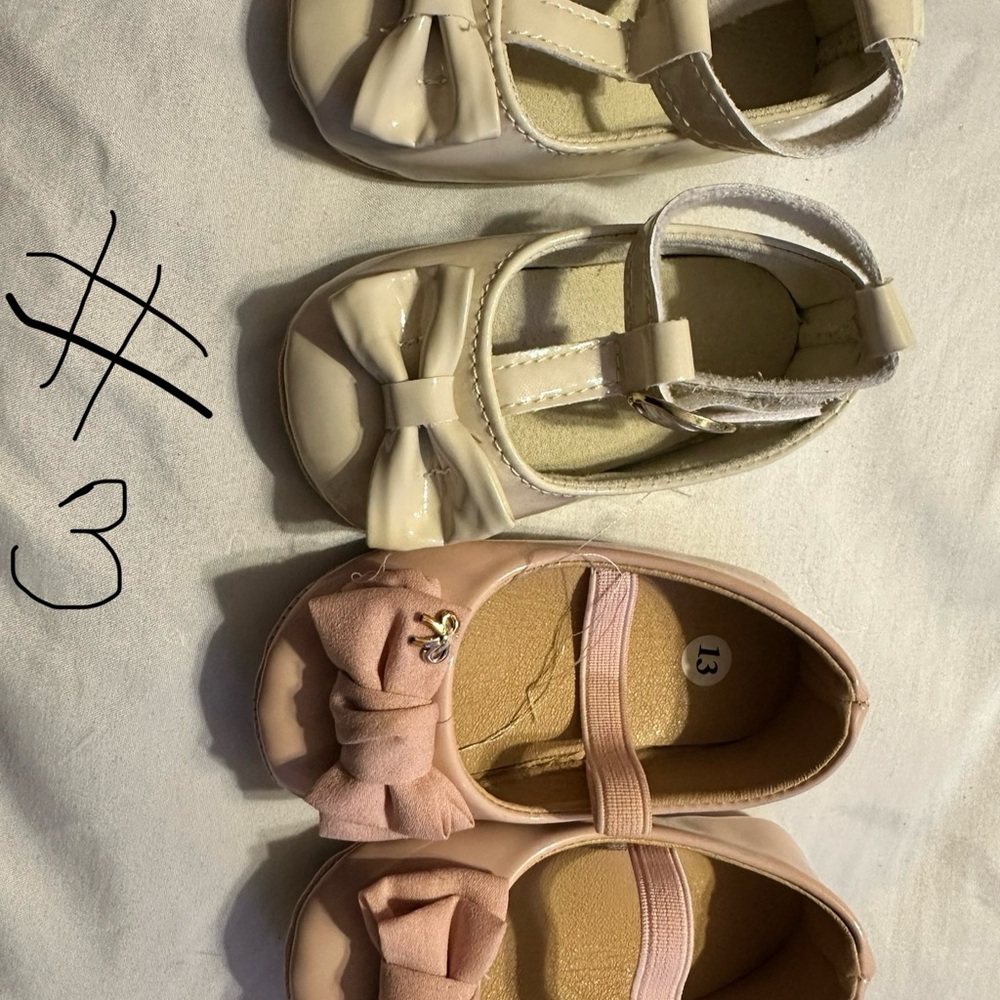 Cream and Pink Dress Shoes with Bow Accent